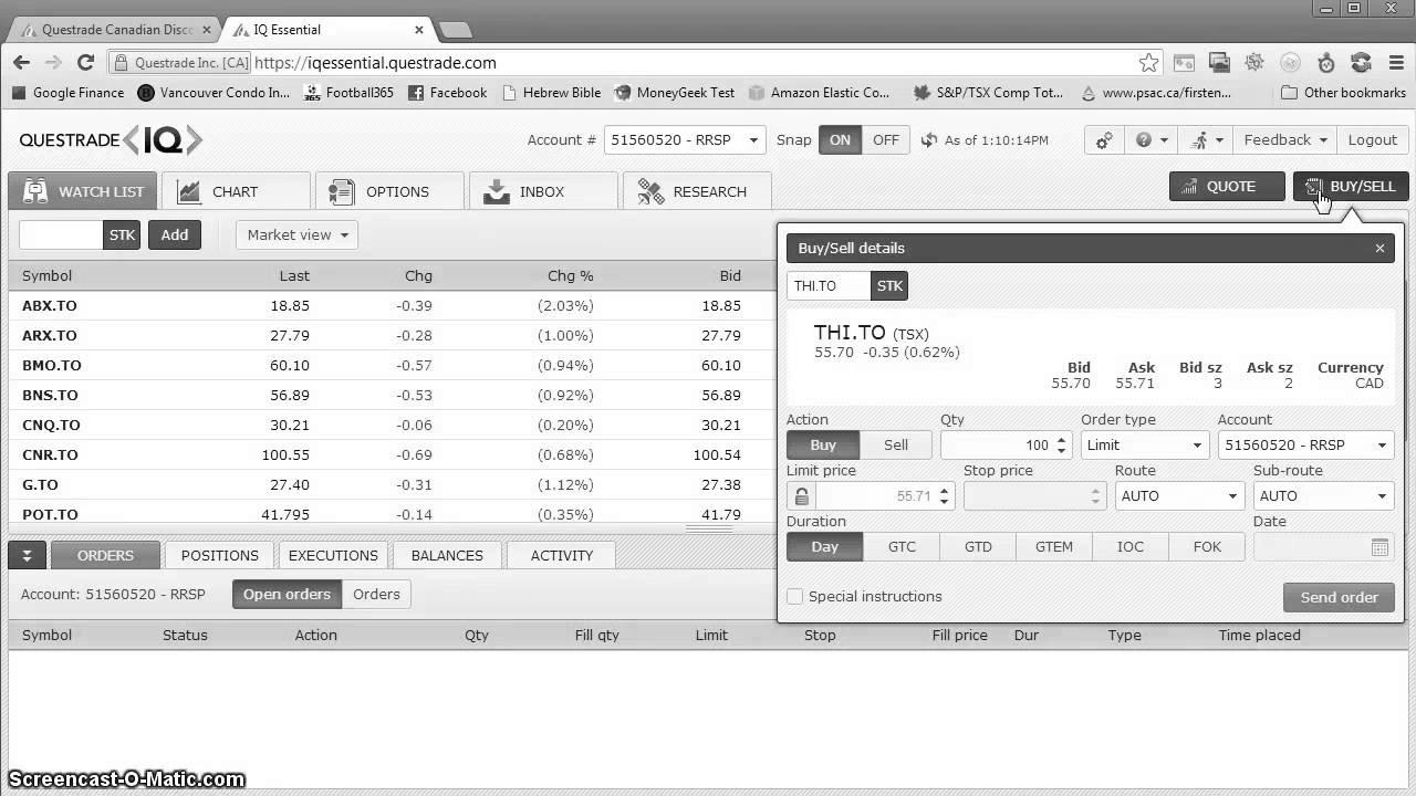 Questrade Tutorial: How To Buy And Sell Stocks And ETFs